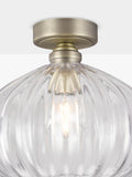 John Lewis pumpkin rib glass flush ceiling light antique brass - British product