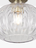 John Lewis pumpkin rib glass flush ceiling light antique brass - British product