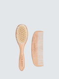 Baby Hairbrush and Comb Set with Soft Bristles and Wide-Tooth Comb