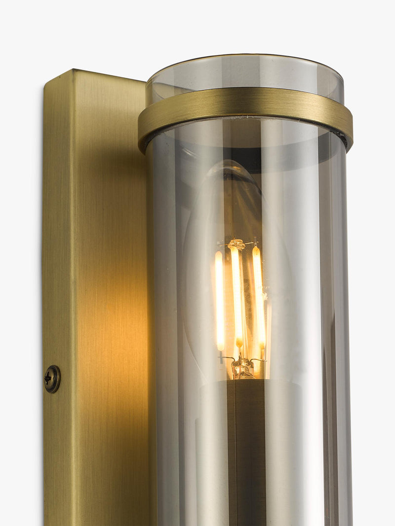 John Lewis Aragon single wall light antique brass smoked glass, imported from the UK