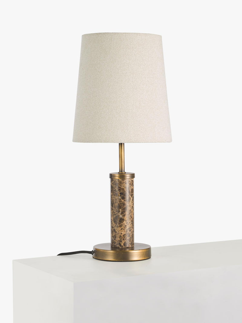 John Lewis Malcolm marble base table lamp with cream shade, UK version
