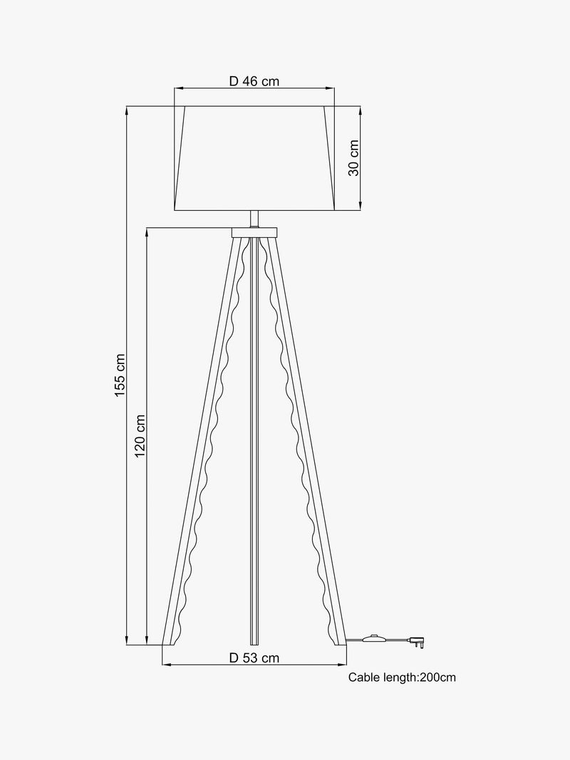 John Lewis Wiggle tripod floor lamp walnut (British brand)