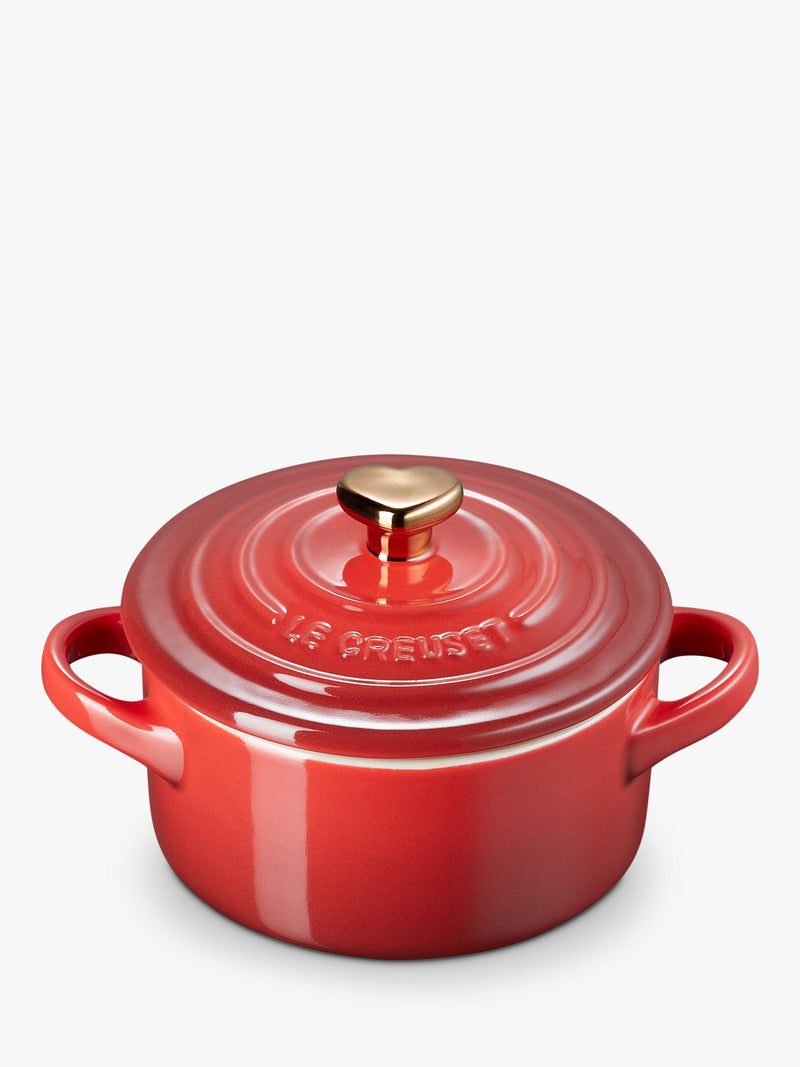 Le Creuset mini round stoneware casserole with heart-shaped lid knob, 10cm, UK version