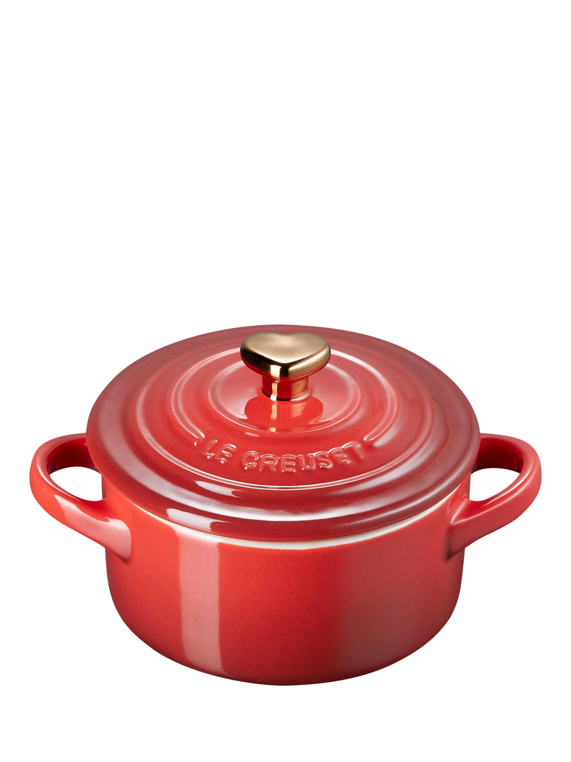 Le Creuset mini round stoneware casserole with heart-shaped lid knob, 10cm, UK version