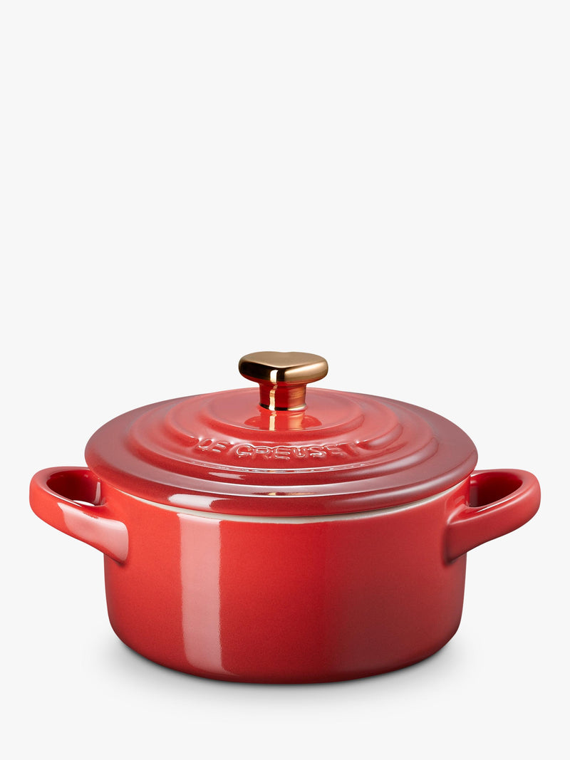 Le Creuset mini round stoneware casserole with heart-shaped lid knob, 10cm, UK version