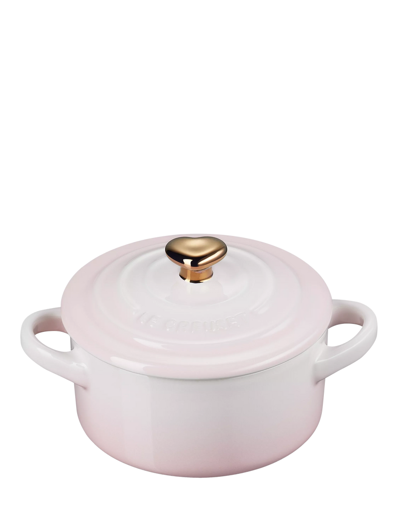 Le Creuset Stoneware Heart Mini Round Casserole, 10cm, Shell Pink