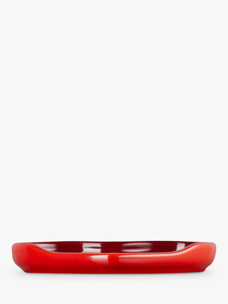 Le Creuset heart-shaped stoneware spoon rest in Cerise red, UK version