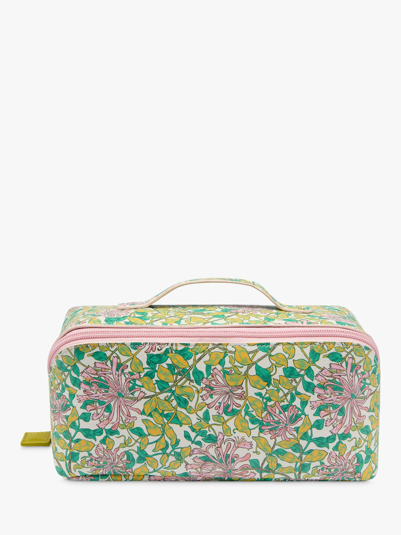 William Morris At Home Honeysuckle beauty wash bag, green and pink (British brand)