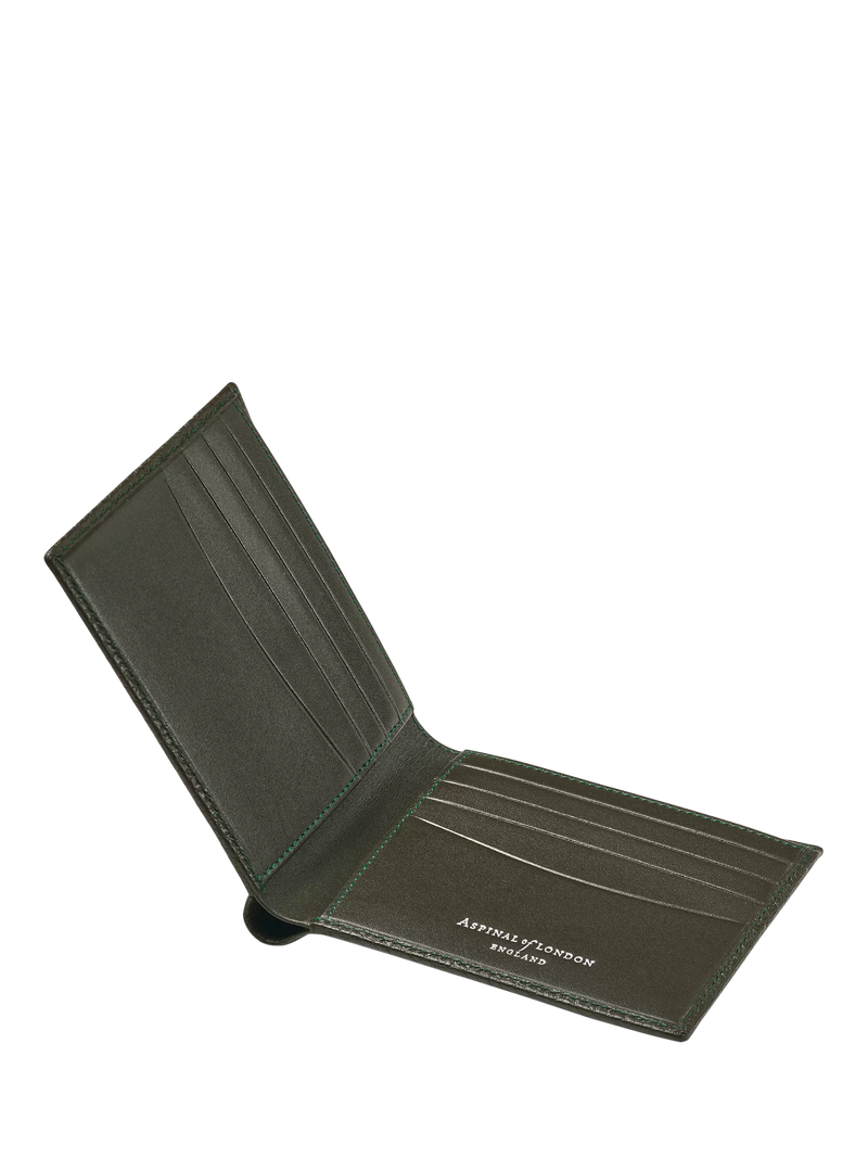 Aspinal of London Single Billfold Card Holder Forest Green, imported from the UK
