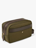 Aspinal of London zipped washbag in khaki, British product