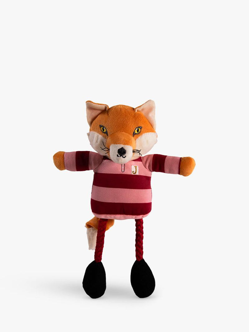 Joules Mr Fox squeaky dog toy with rope legs, UK version