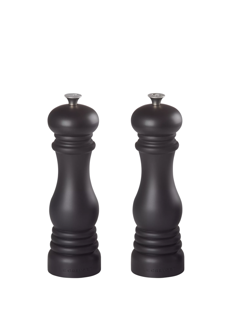 Le Creuset salt and pepper mills gloss black set, UK version
