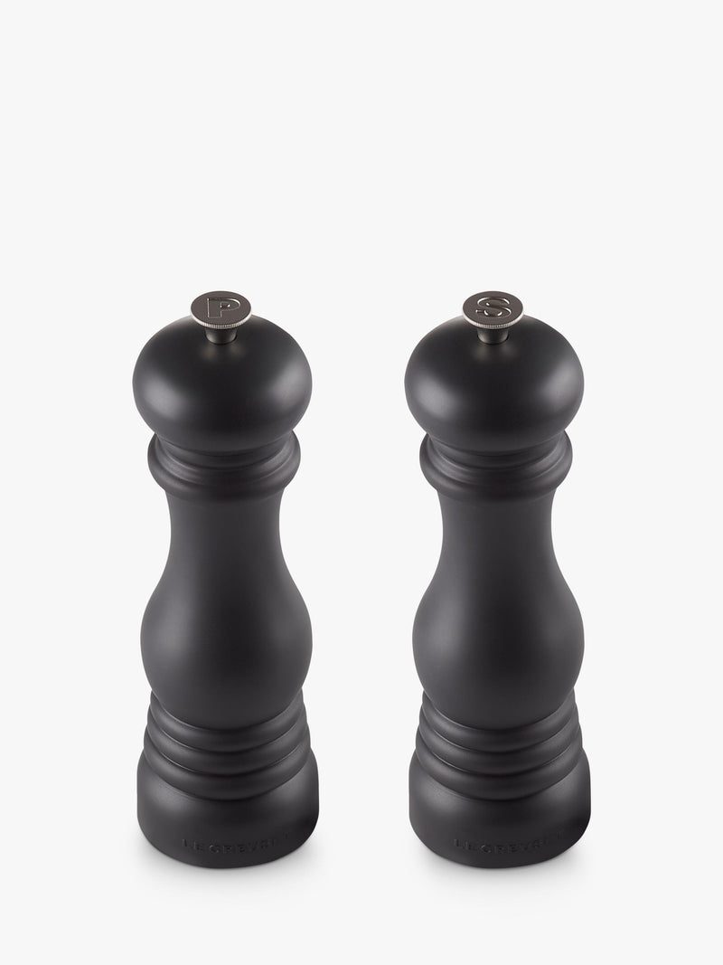 Le Creuset salt and pepper mills gloss black set, UK version
