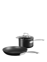 John Lewis Toughened Non-Stick 18cm Lidded Saucepan and 24cm Shallow Frying Pan Set- Buy online at McGrocer