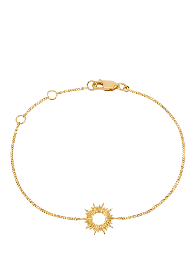 Rachel Jackson London gold chain bracelet with sun motif, imported from the UK