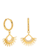 John Lewis Rachel Jackson London Electric Goddess Rising Sun White Topaz Huggie Hoop Earrings- Buy online at McGrocer