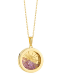 Rachel Jackson London Art Deco sun amulet with amethyst pendant, medium (British brand)