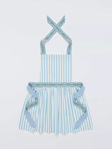 John Lewis John Lewis Christmas Striped Cotton Apron Blue/Multi- Buy online at McGrocer