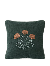 John Lewis William Morris At Home Carnation Embroidered Cushion Green 30cm x 30cm- Buy online at McGrocer