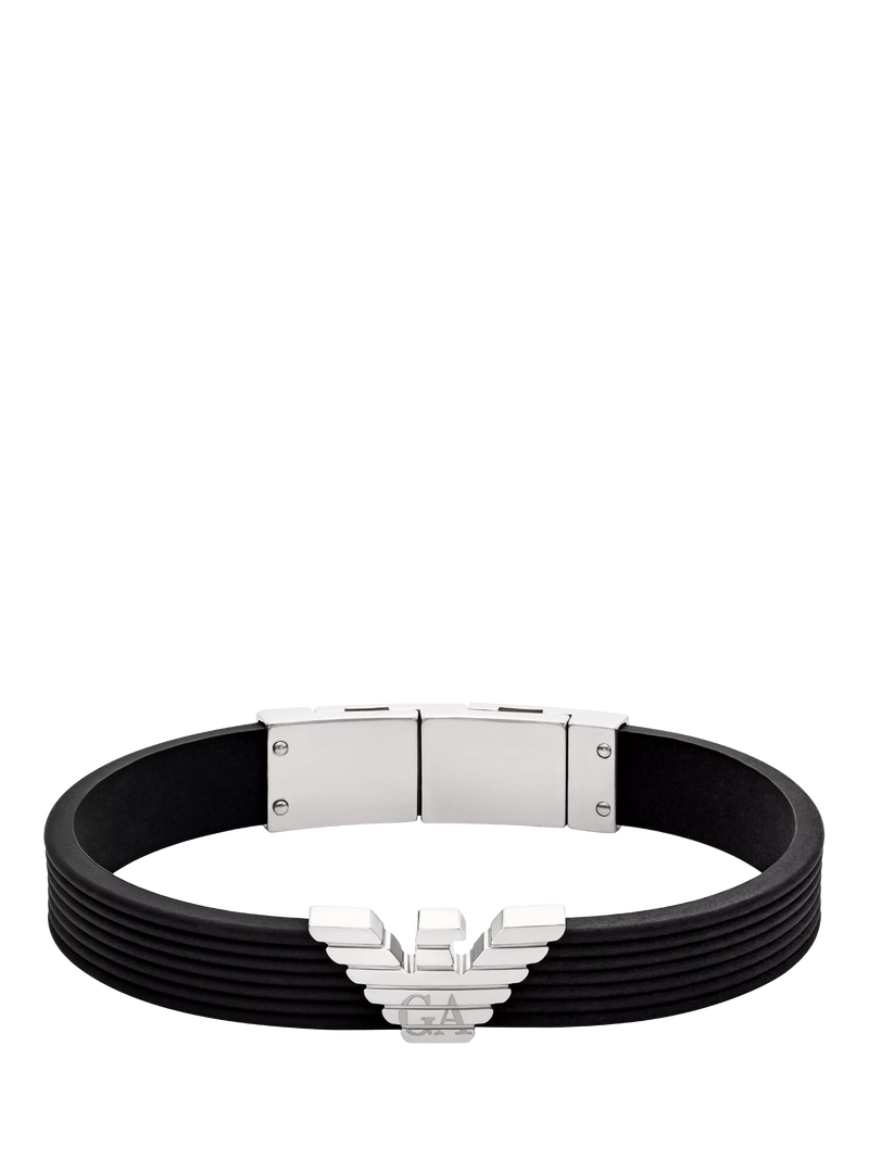 Emporio Armani men's silicone ID bracelet in black (British brand)