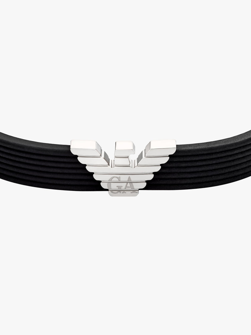 Emporio Armani men's silicone ID bracelet in black (British brand)