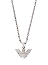 John Lewis Emporio Armani Men's Logo Pendant Necklace, Silver- Buy online at McGrocer
