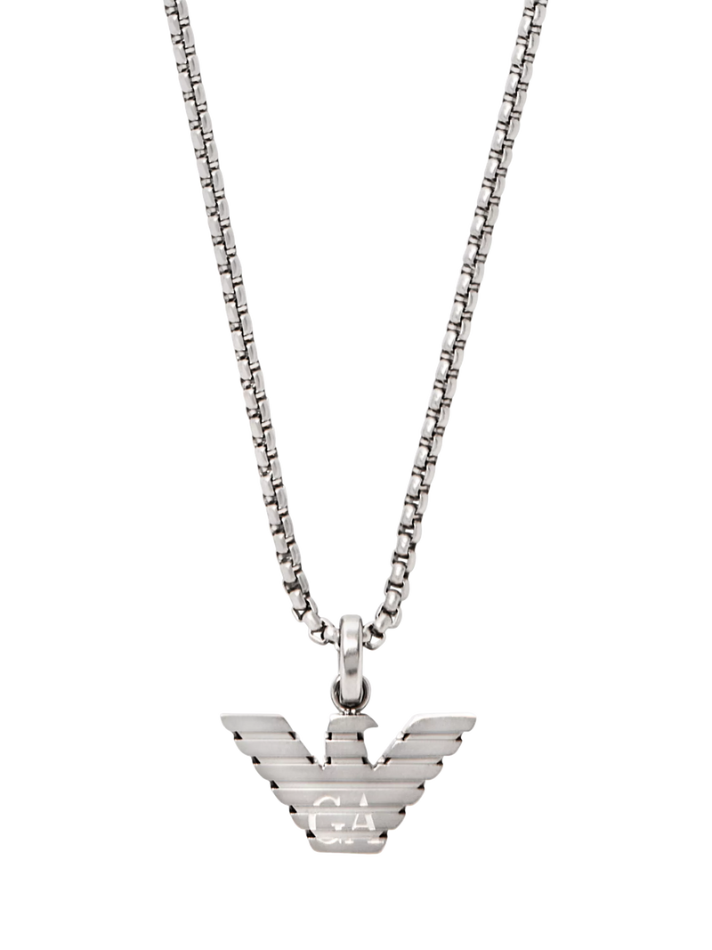 Emporio Armani men's pendant necklace silver stainless steel, UK version