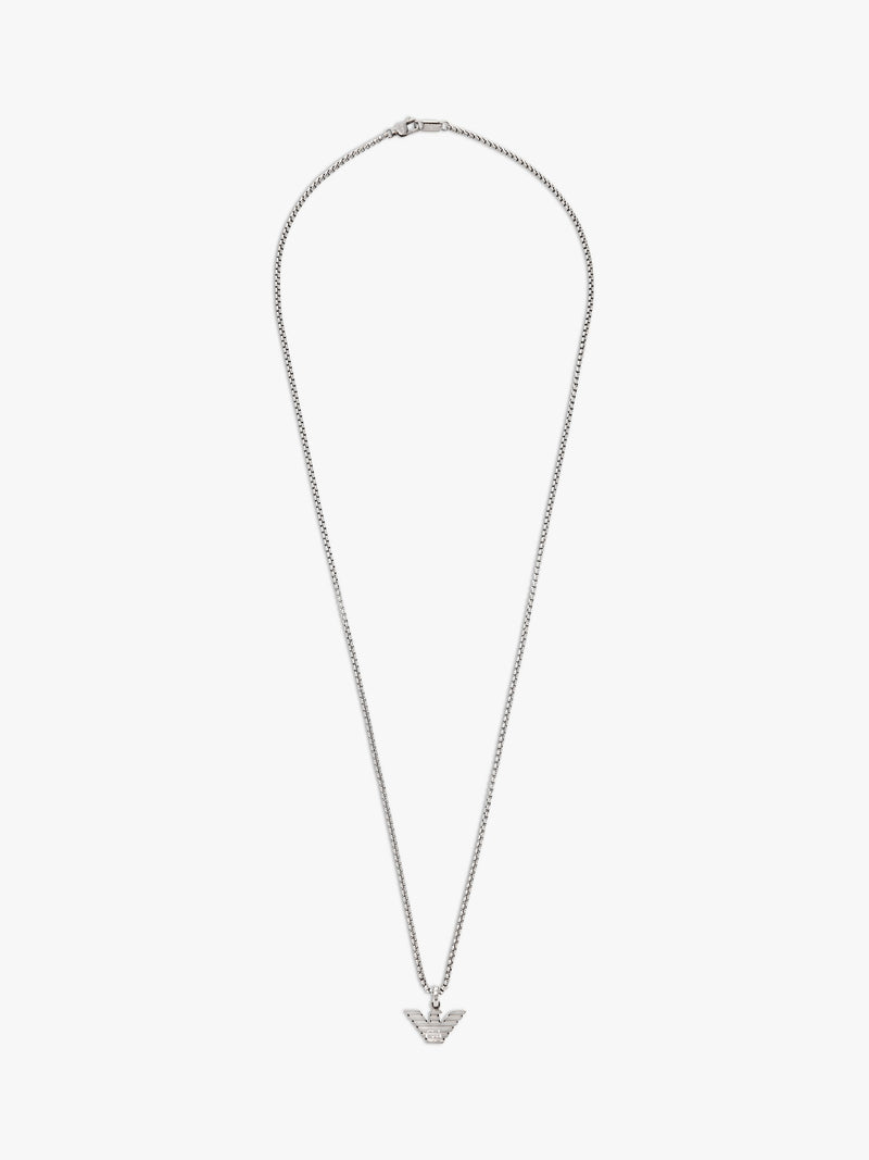Emporio Armani men's pendant necklace silver stainless steel, UK version