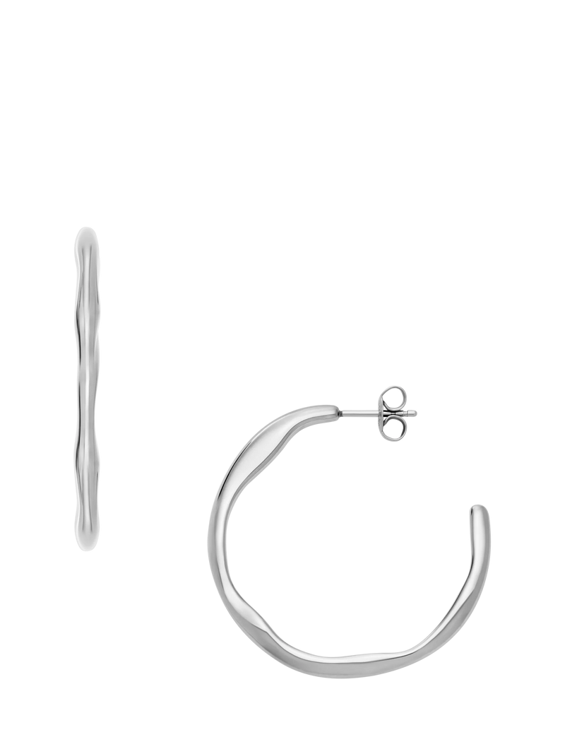 Skagen stainless steel hoop earrings silver-tone - British product