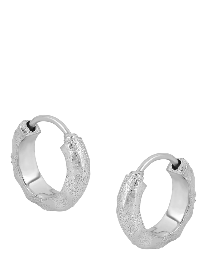 Tutti textured huggie hoop earrings in silver (British brand)