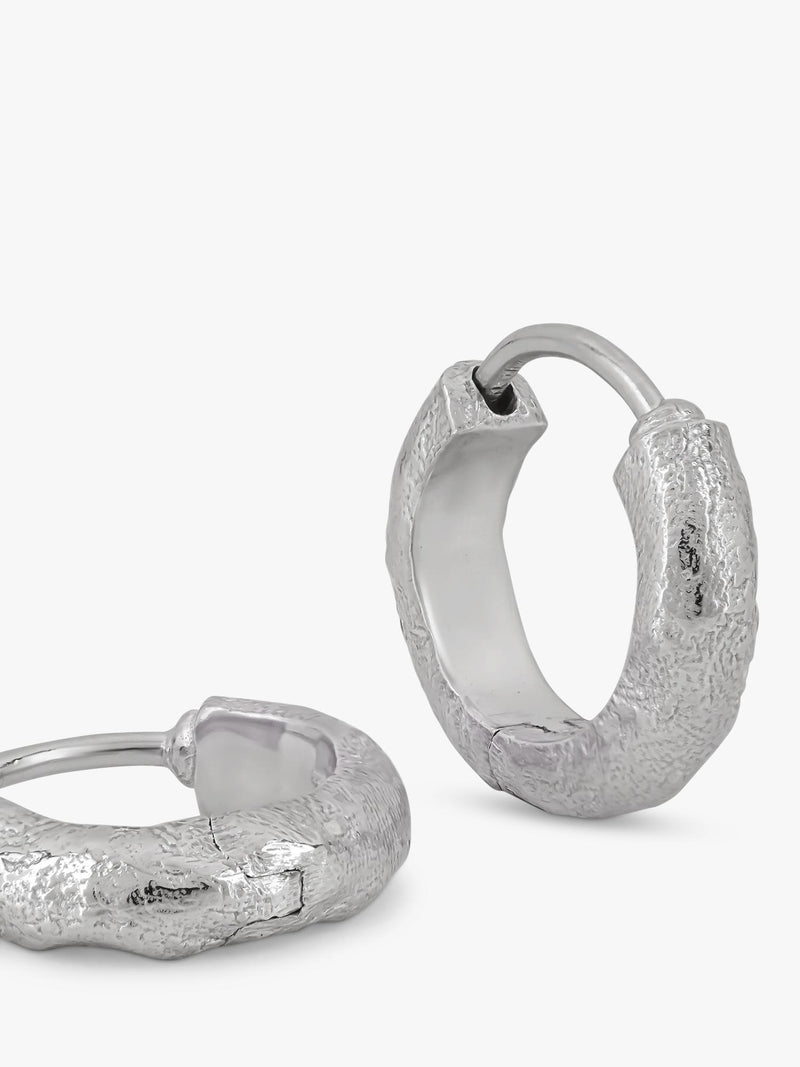 Tutti textured huggie hoop earrings in silver (British brand)