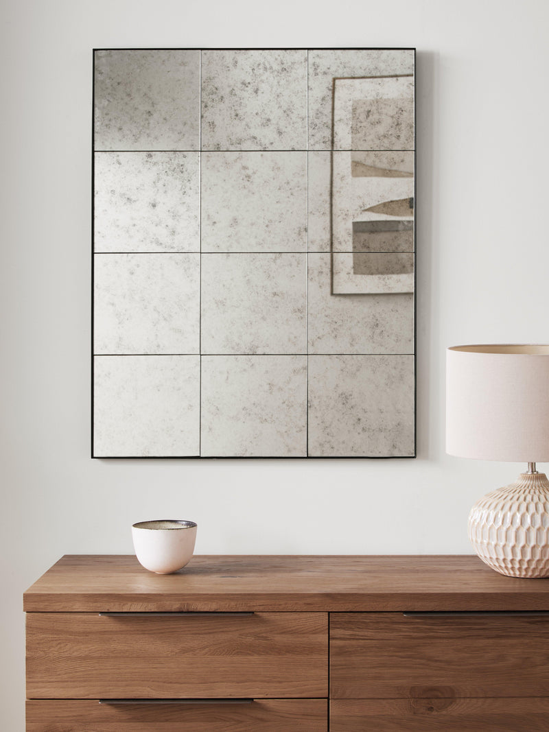 John Lewis Antique Tile Glass Rectangular Wall Mirror 90x70cm (British brand)