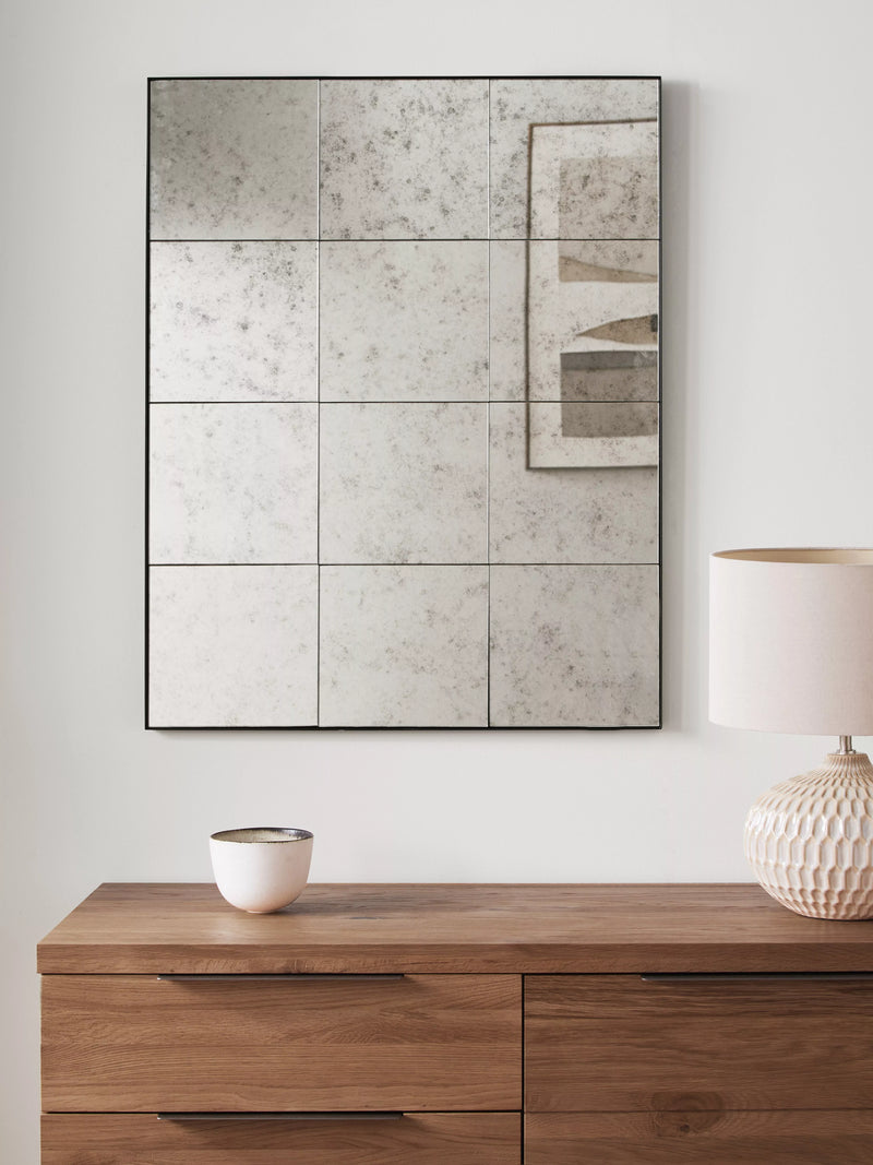 John Lewis Antique Tile Glass Rectangular Wall Mirror 90x70cm (British brand)