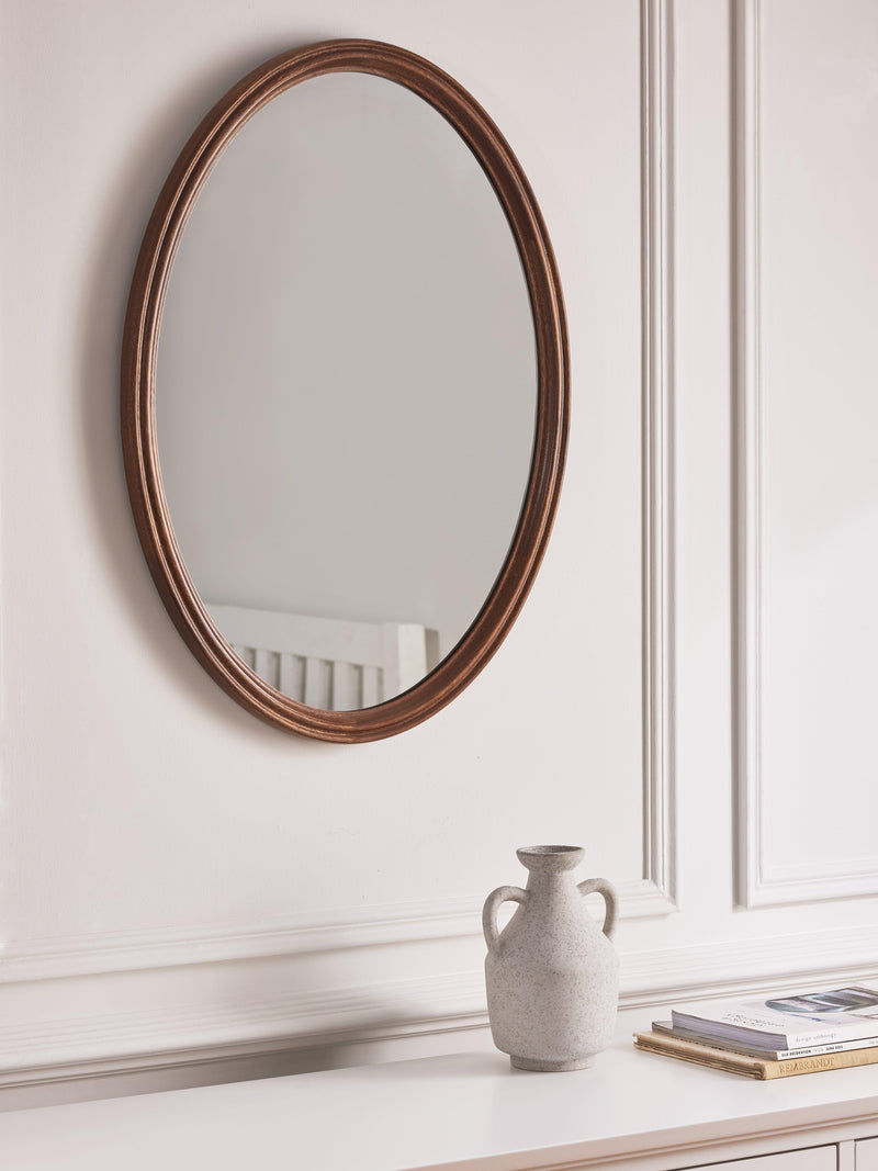 John Lewis farmhouse oval wall mirror walnut 75x55cm, UK version