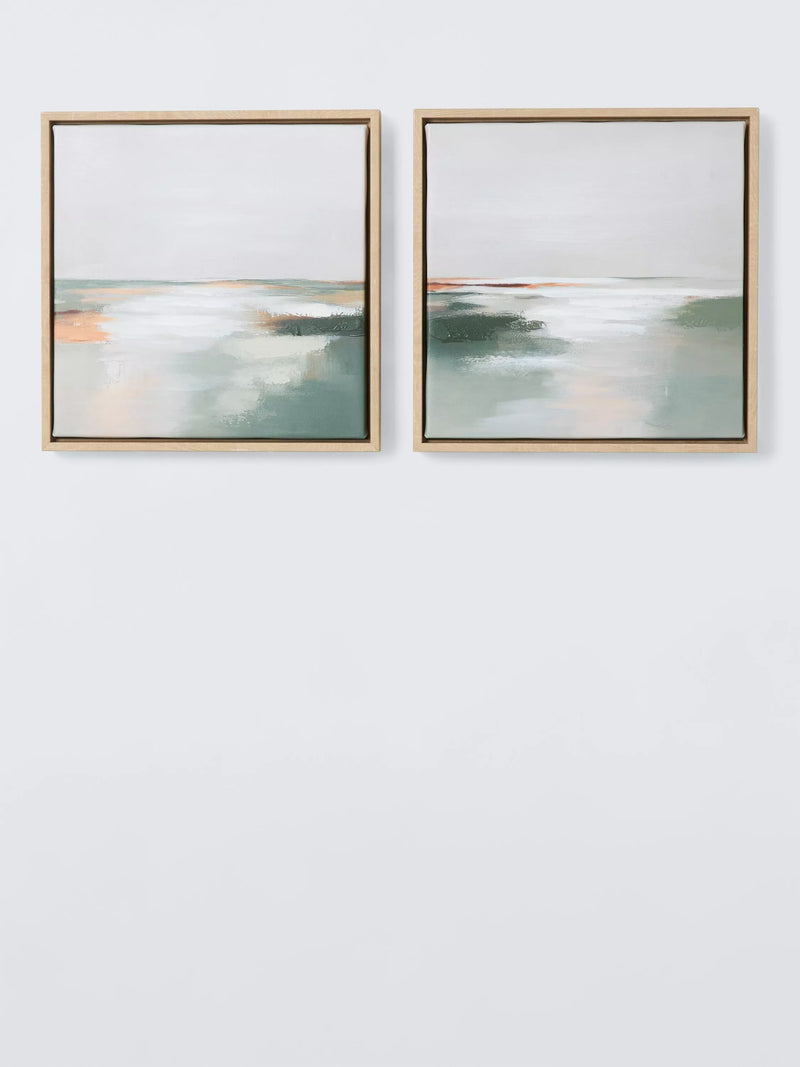 John Lewis Lakes framed canvas print set of 2 green (British brand)