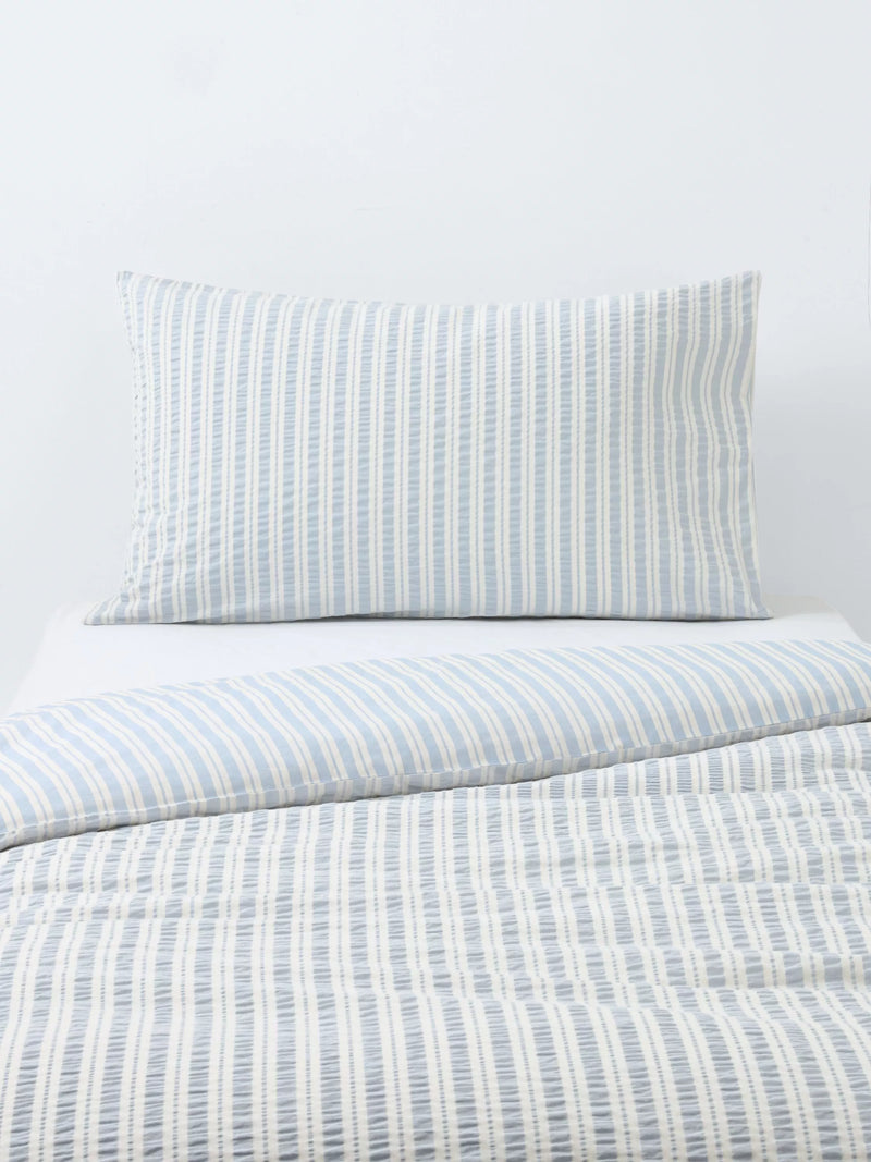 John Lewis kids seersucker stripe duvet set single blue - British product