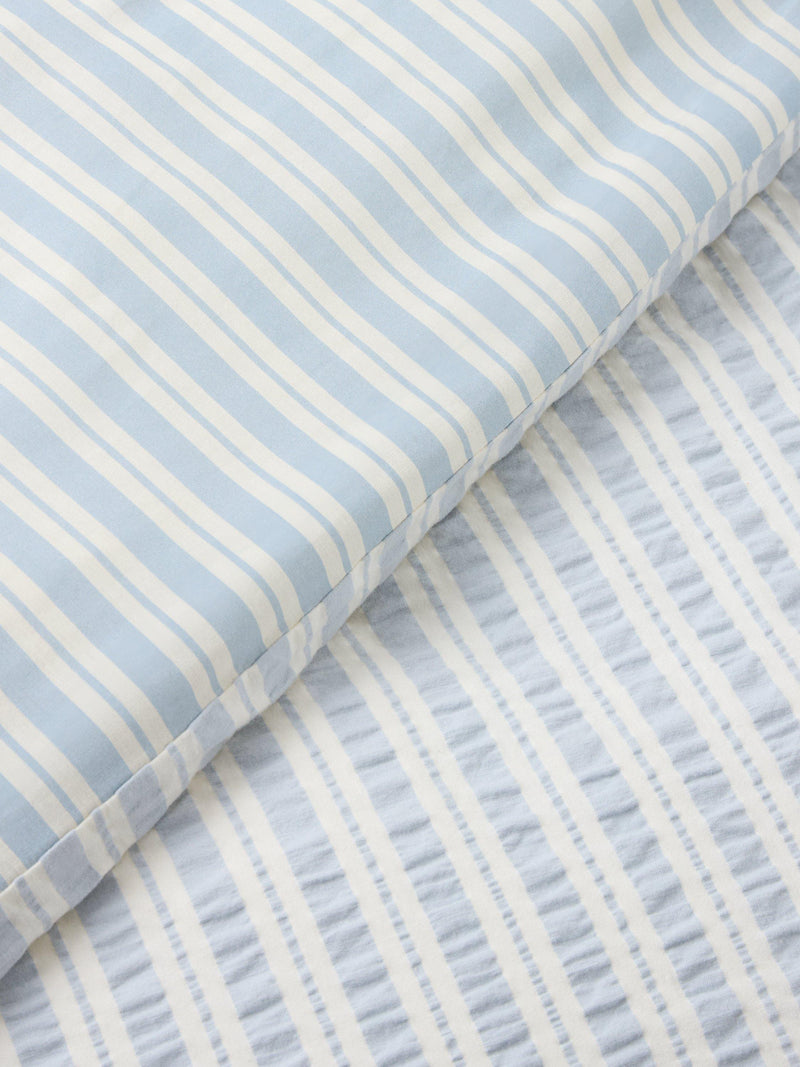 John Lewis kids seersucker stripe duvet set single blue - British product