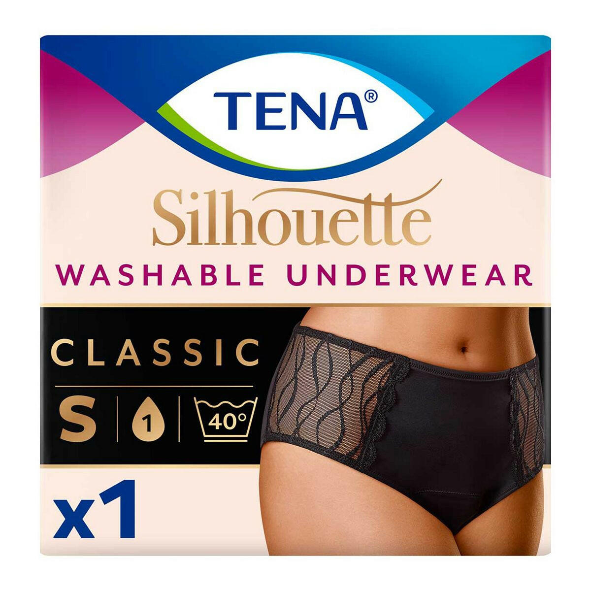 TENA Silhouette Washable Absorbent Underwear Classic Black GOODS Boots