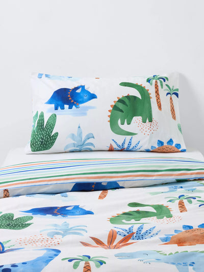 John Lewis John Lewis Kids' Dinosaur Reversible Duvet Cover and Pillowcase Set Multi Single- Buy online at McGrocer