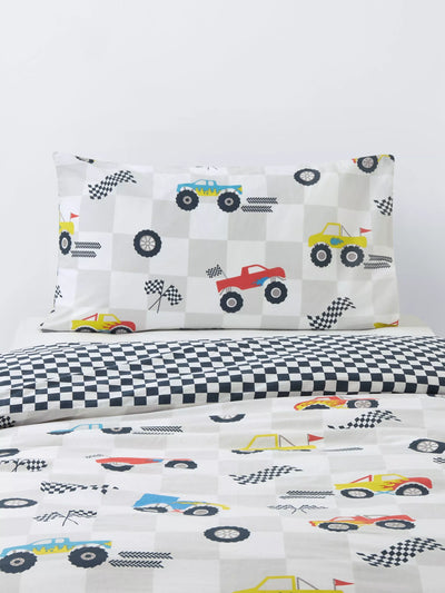 John Lewis John Lewis Kids' Race Car Reversible Duvet Cover and Pillowcase Set, Multi, Single- Buy online at McGrocer