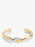 Two Tone Twisted Cuff Bracelet in Gold and Silver, 20mm Width