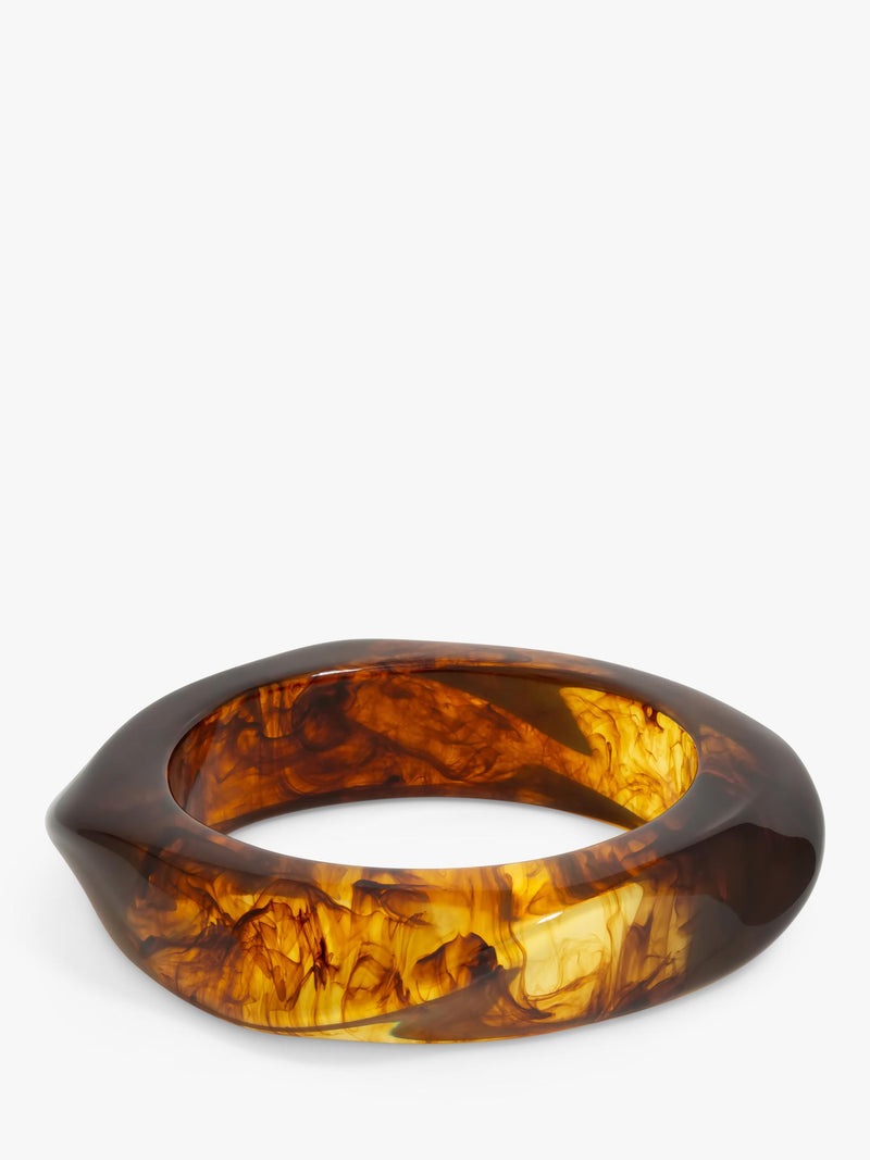 Square Resin Bangle in Amber for Layered Stacking
