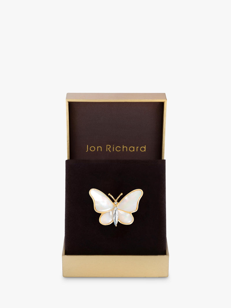 Gold Plated Mother of Pearl Butterfly Brooch