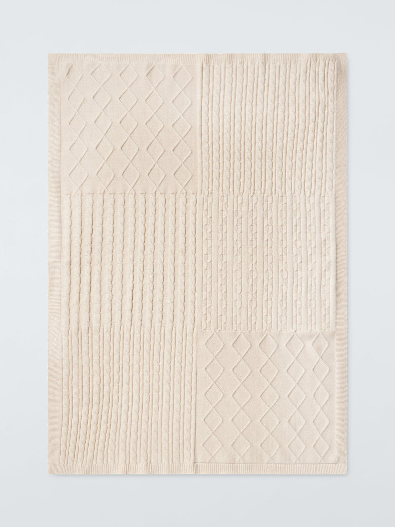 John Lewis cable knit patchwork baby blanket 80x100cm - British product