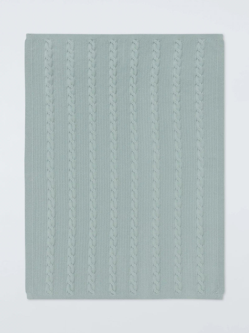 John Lewis baby blanket sage cable stitch for Moses basket (British brand)
