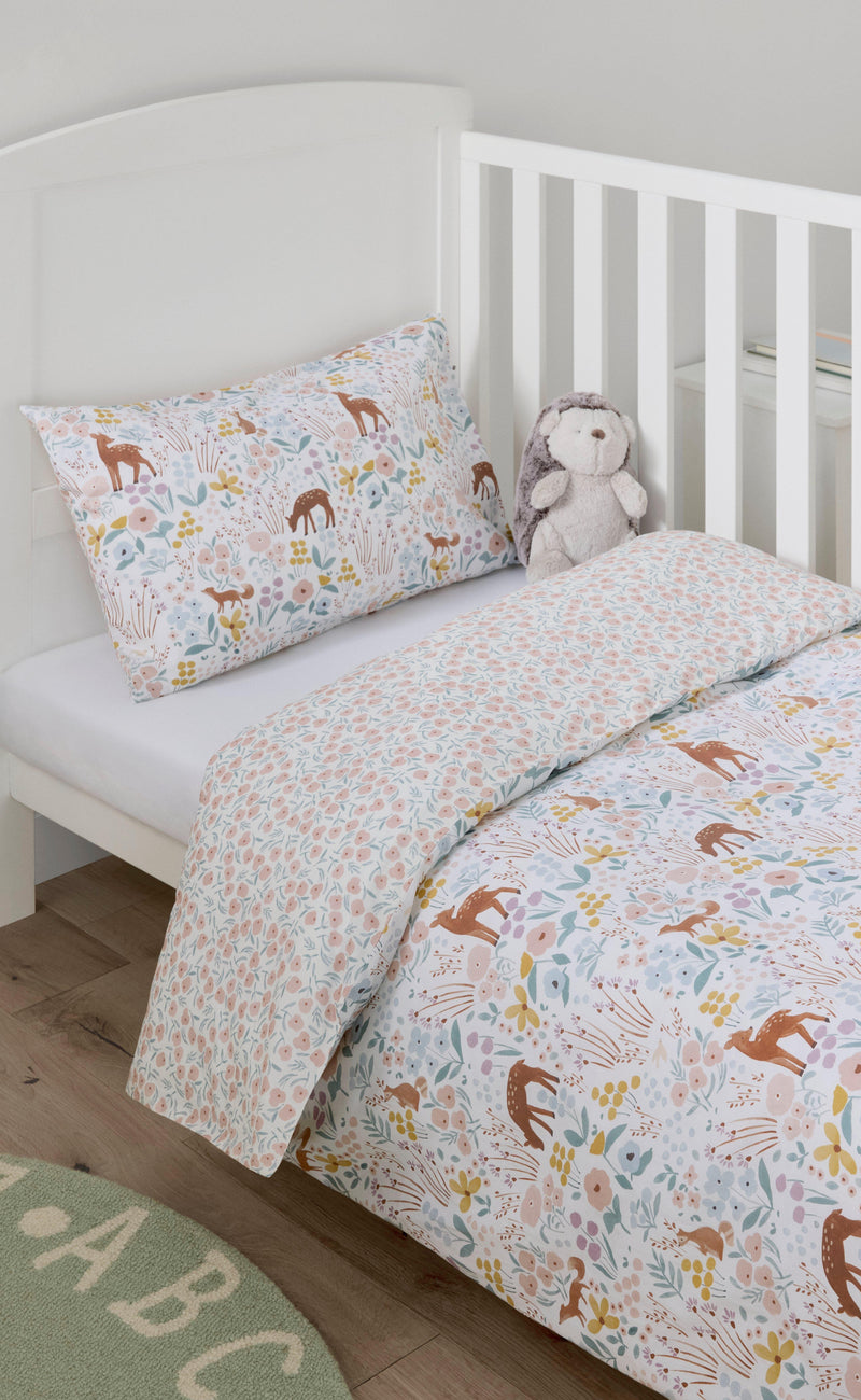 John Lewis pink reversible duvet set for cotbed - British product