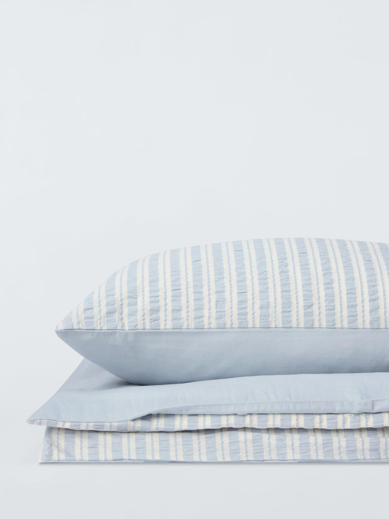 John Lewis seersucker stripe duvet set cotbed blue (British brand)