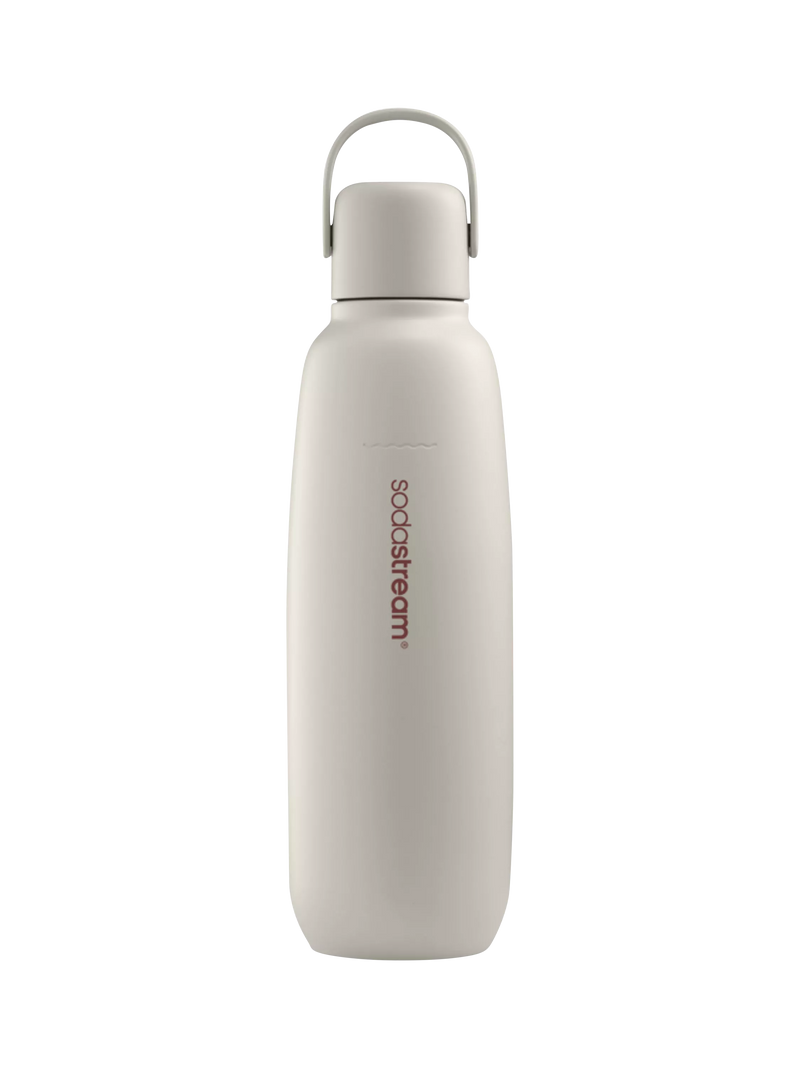 SodaStream Double Wall Vacuum Insulation Stainless Steel Sparkling Drinks Bottle, 900ml, Sand