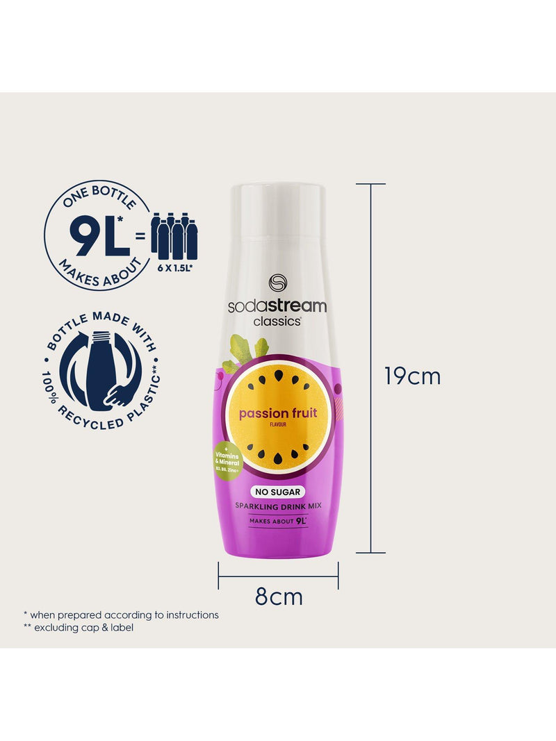 SodaStream passion fruit no sugar sparkling drink mix 440ml (British brand)