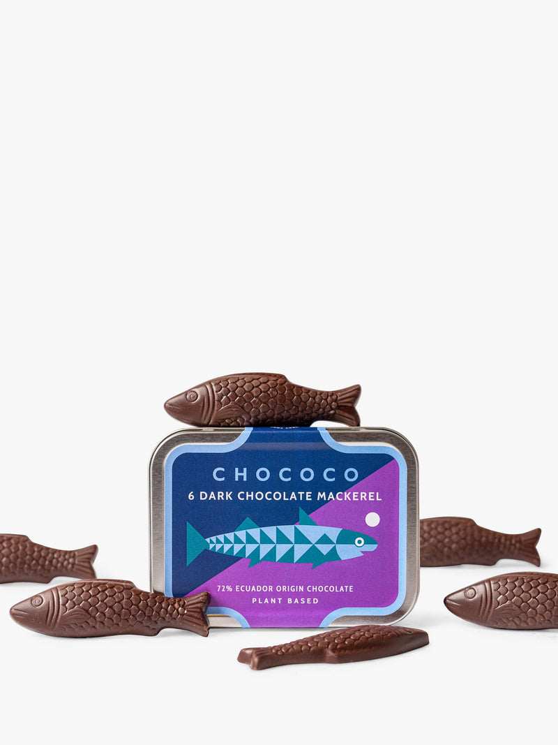 Chococo dark chocolate mackerel 65g reusable tin (British brand)